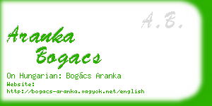 aranka bogacs business card